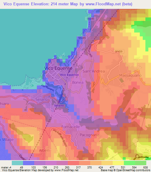 Vico Equense,Italy Elevation Map