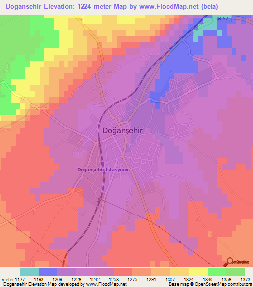 Dogansehir,Turkey Elevation Map