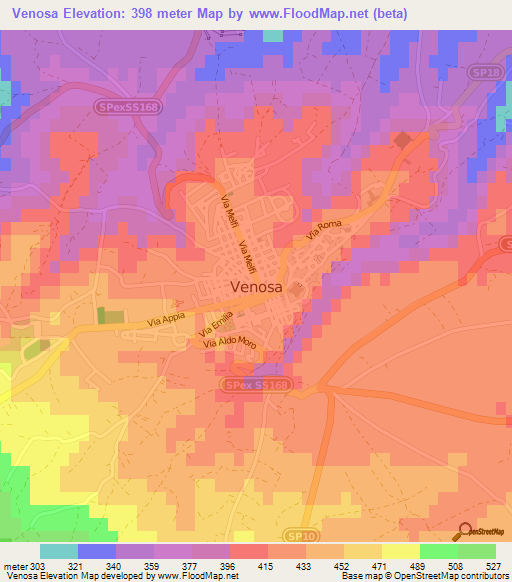 Venosa,Italy Elevation Map