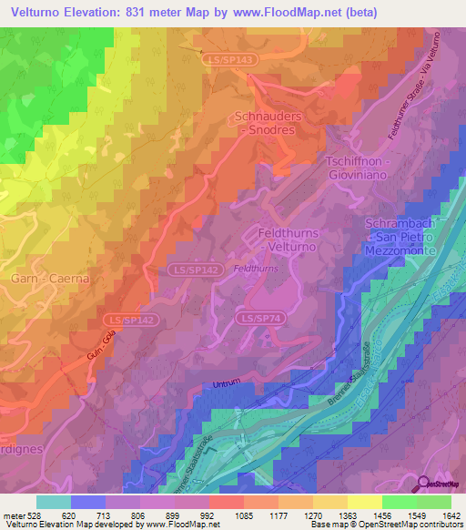 Velturno,Italy Elevation Map