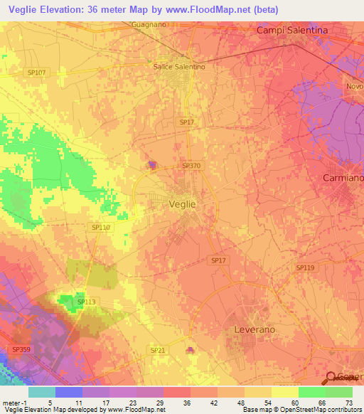 Veglie,Italy Elevation Map