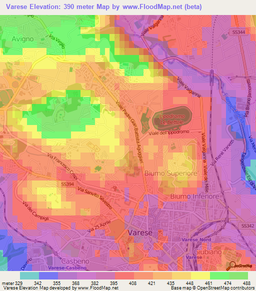 Varese,Italy Elevation Map