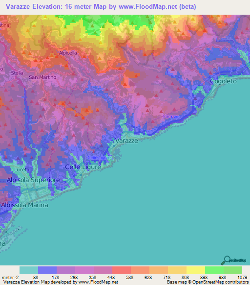 Varazze,Italy Elevation Map