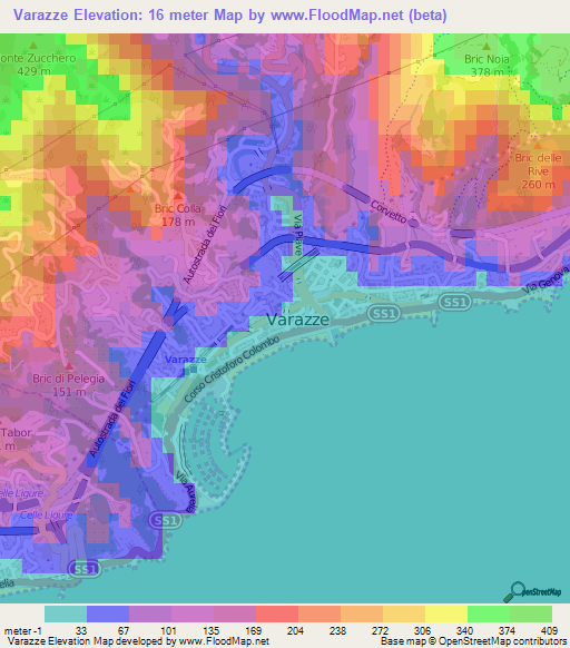 Varazze,Italy Elevation Map