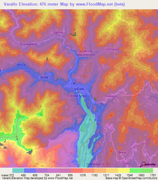 Varallo,Italy Elevation Map