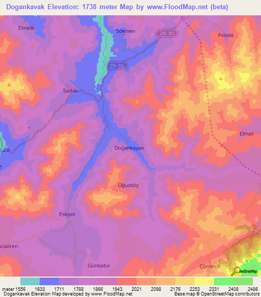 Dogankavak,Turkey Elevation Map