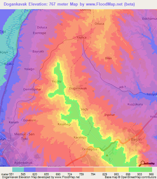 Dogankavak,Turkey Elevation Map