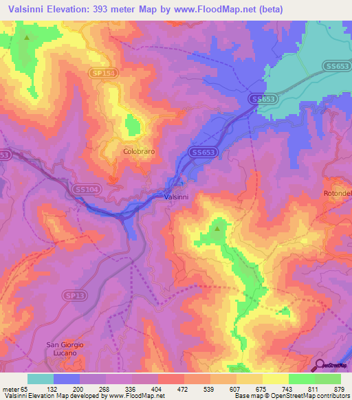 Valsinni,Italy Elevation Map