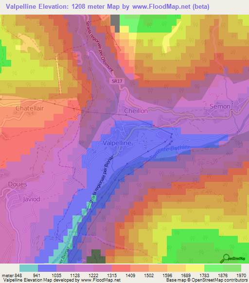 Valpelline,Italy Elevation Map