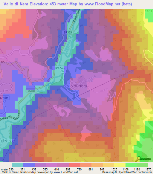 Vallo di Nera,Italy Elevation Map