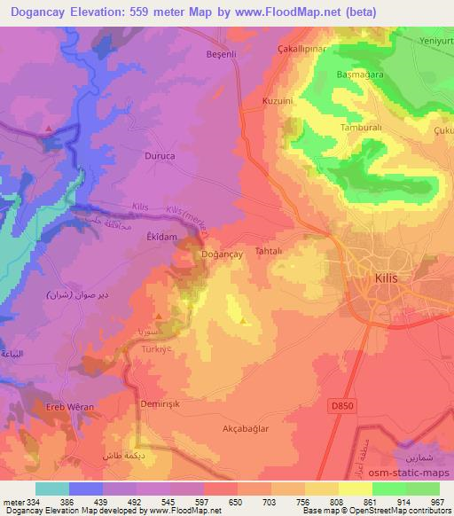 Dogancay,Turkey Elevation Map