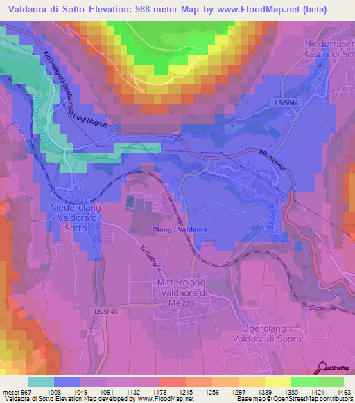 Valdaora di Sotto,Italy Elevation Map
