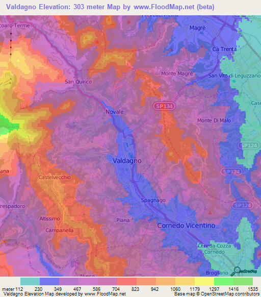 Valdagno,Italy Elevation Map