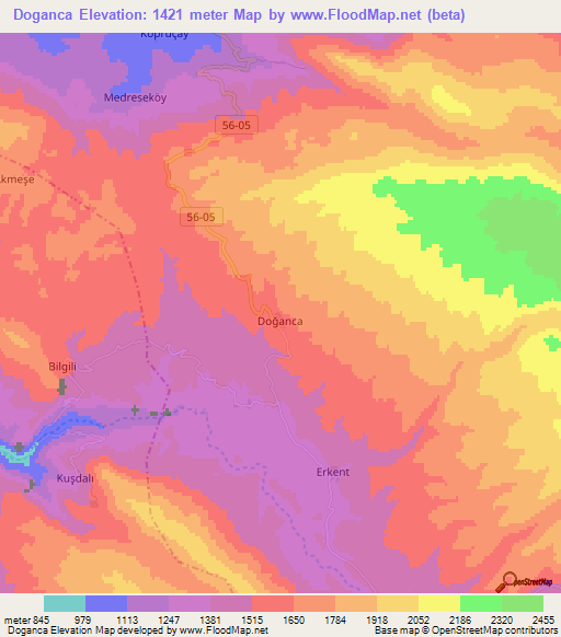 Doganca,Turkey Elevation Map