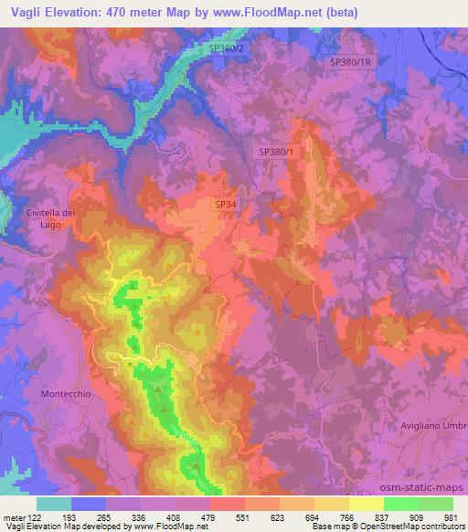 Vagli,Italy Elevation Map