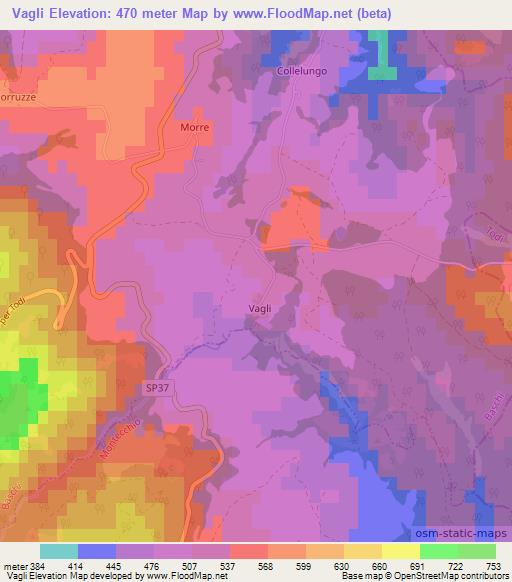 Vagli,Italy Elevation Map