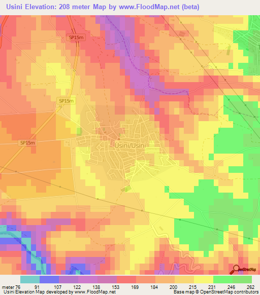 Usini,Italy Elevation Map