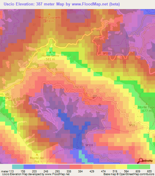 Uscio,Italy Elevation Map