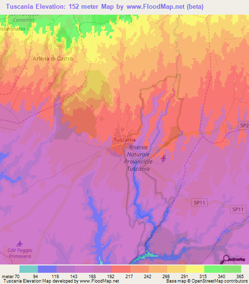 Tuscania,Italy Elevation Map