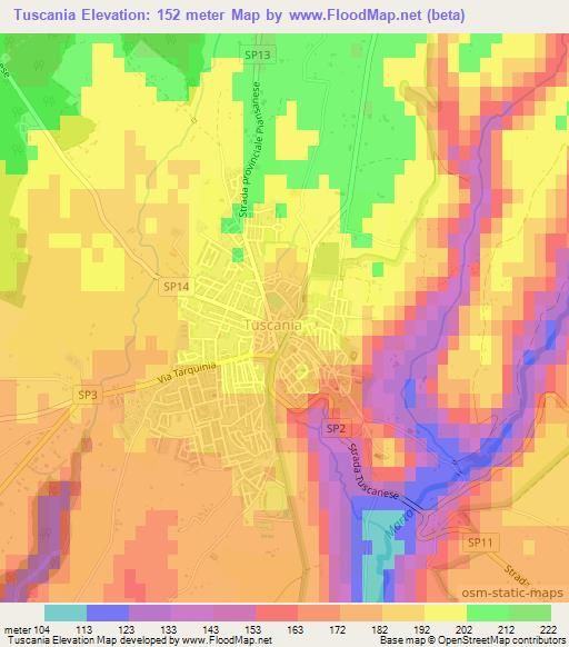 Tuscania,Italy Elevation Map