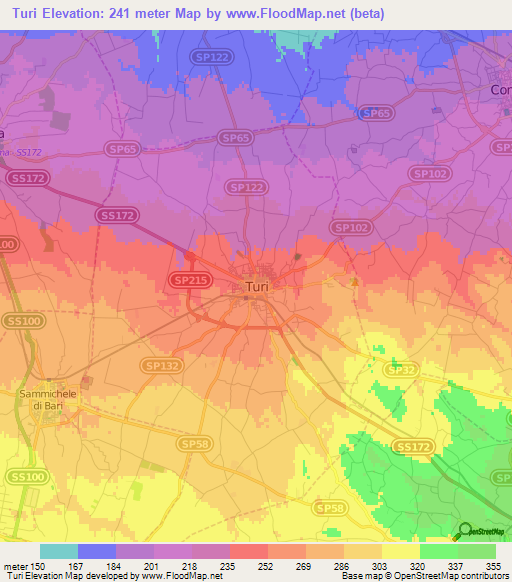 Turi,Italy Elevation Map