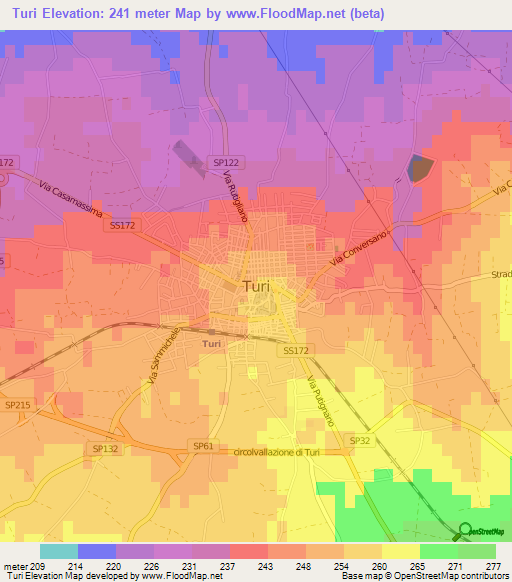 Turi,Italy Elevation Map