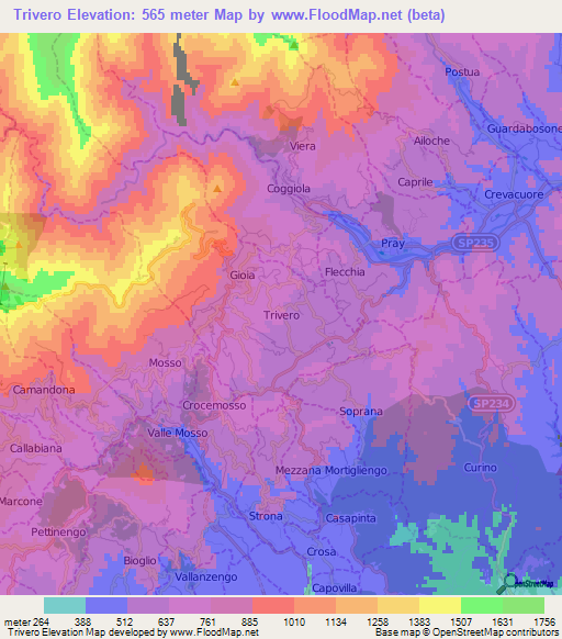 Trivero,Italy Elevation Map