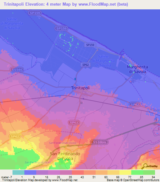 Trinitapoli,Italy Elevation Map