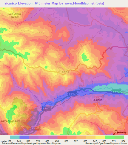 Tricarico,Italy Elevation Map