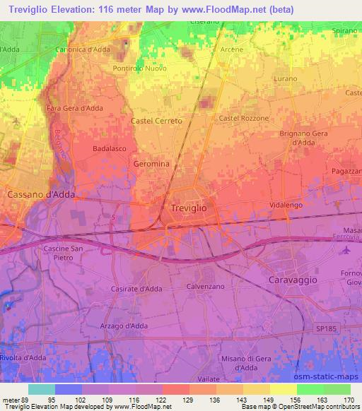 Treviglio,Italy Elevation Map