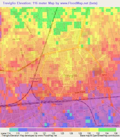 Treviglio,Italy Elevation Map