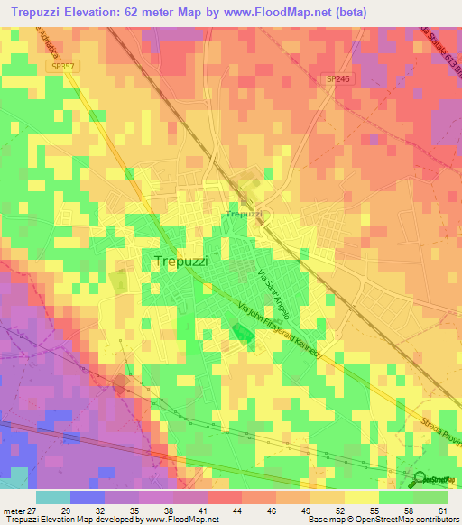 Trepuzzi,Italy Elevation Map