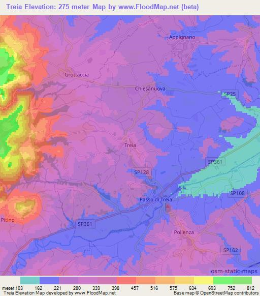 Treia,Italy Elevation Map