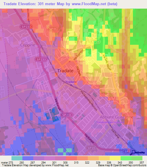 Tradate,Italy Elevation Map