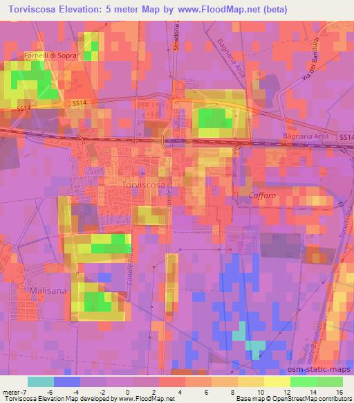 Torviscosa,Italy Elevation Map