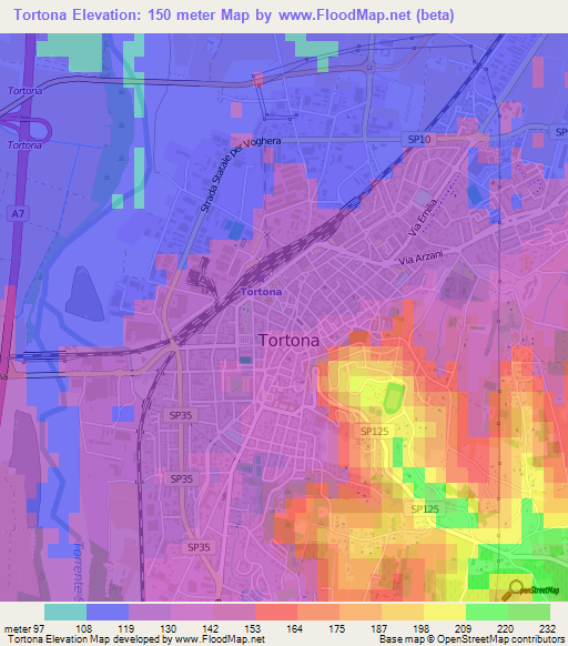 Tortona,Italy Elevation Map