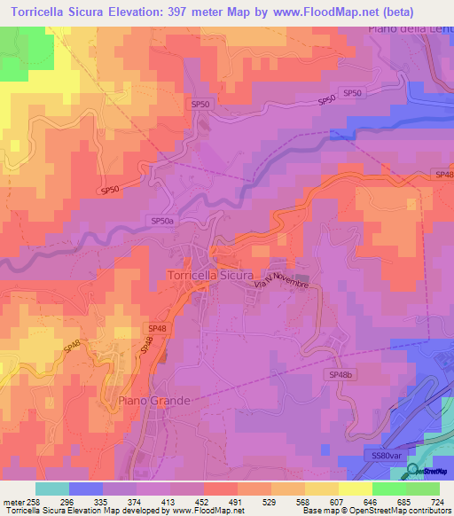 Torricella Sicura,Italy Elevation Map