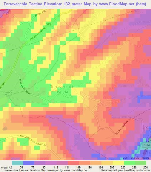 Torrevecchia Teatina,Italy Elevation Map