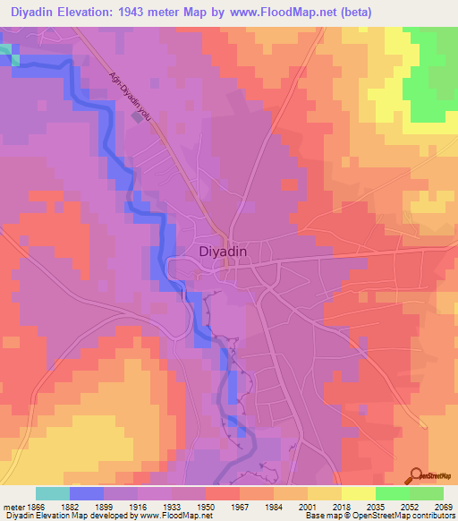 Diyadin,Turkey Elevation Map