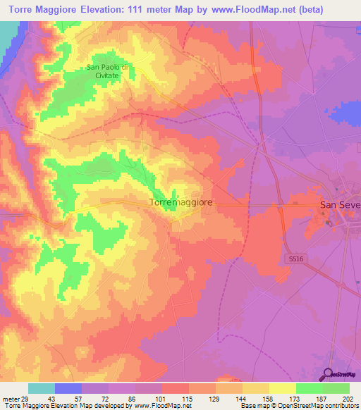 Torre Maggiore,Italy Elevation Map