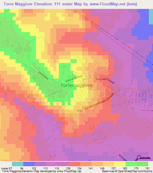 Torre Maggiore,Italy Elevation Map