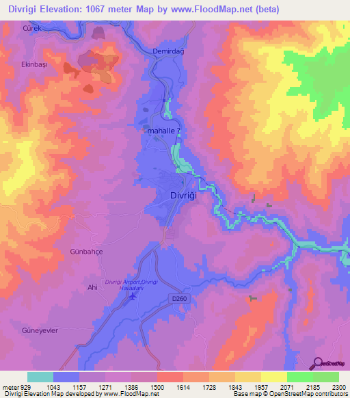 Divrigi,Turkey Elevation Map