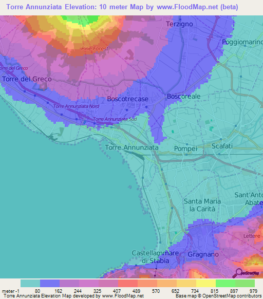 Torre Annunziata,Italy Elevation Map