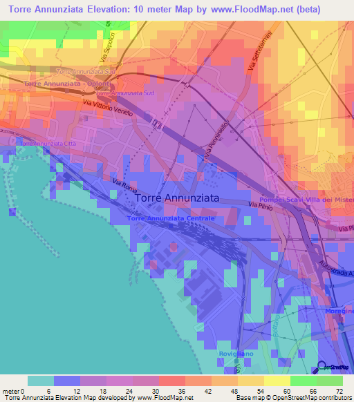 Torre Annunziata,Italy Elevation Map