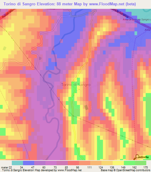 Torino di Sangro,Italy Elevation Map