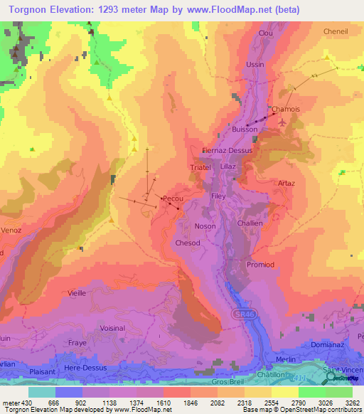 Torgnon,Italy Elevation Map