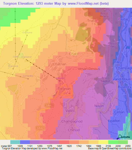 Torgnon,Italy Elevation Map