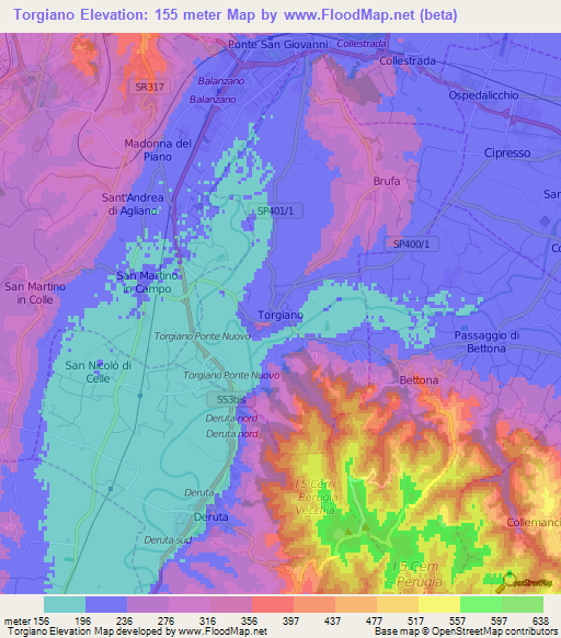 Torgiano,Italy Elevation Map