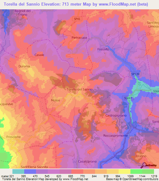 Torella del Sannio,Italy Elevation Map