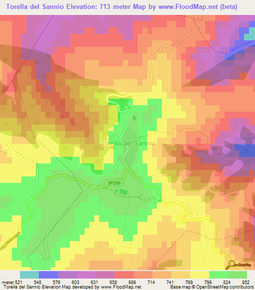 Torella del Sannio,Italy Elevation Map